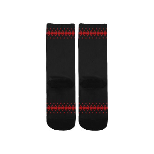 Black and Red Playing Card Shapes Custom Socks for Kids