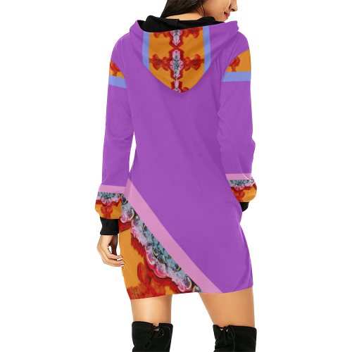 Annabellerockz-stripes-hoodie-purple All Over Print Hoodie Mini Dress (Model H27)