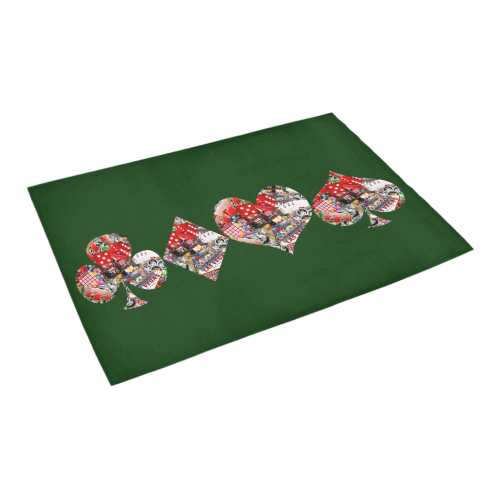 Las Vegas Playing Card Shapes  on Green Azalea Doormat 24" x 16" (Sponge Material)