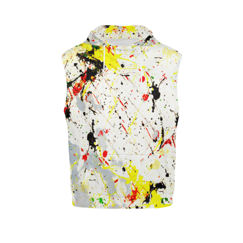 Yellow & Black Paint Splatter All Over Print Sleeveless Hoodie for Men (Model H15)