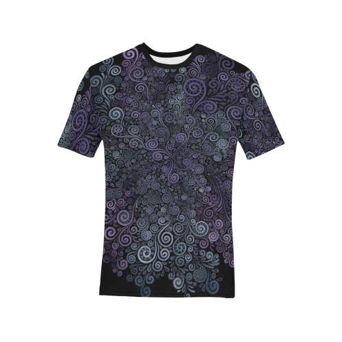 3d Psychedelic Ultra Violet Powder Pastel Men's All Over Print T-Shirt (Solid Color Neck) (Model T63)