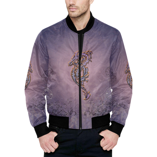 Awesome chinese dragon All Over Print Quilted Bomber Jacket for Men (Model H33)