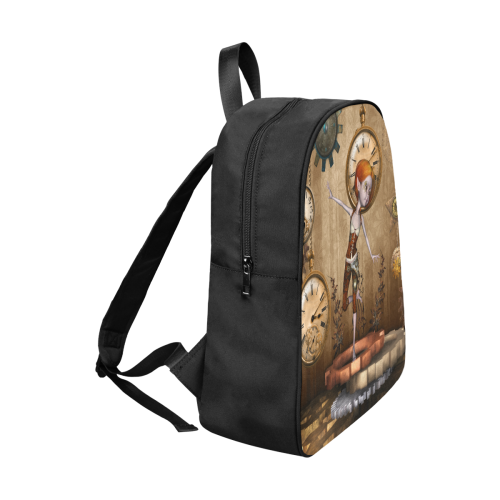 Steampunk girl, clocks and gears Fabric School Backpack (Model 1682) (Large)