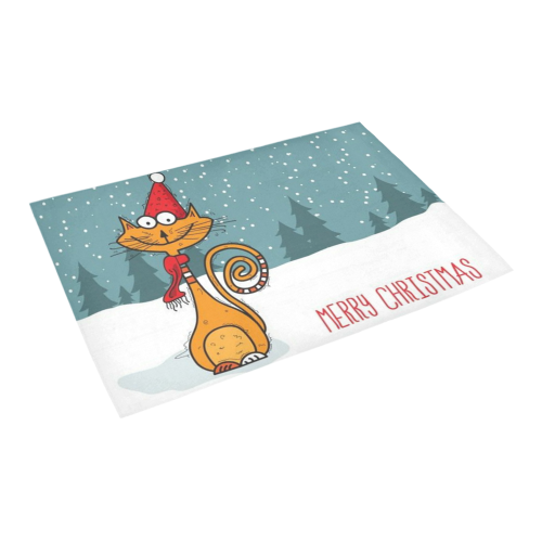Merry Christmas Happy Cat Azalea Doormat 24" x 16" (Sponge Material)