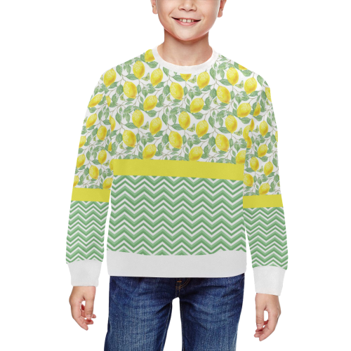 Lemons With Chevron 2 All Over Print Crewneck Sweatshirt for Kids (Model H29)