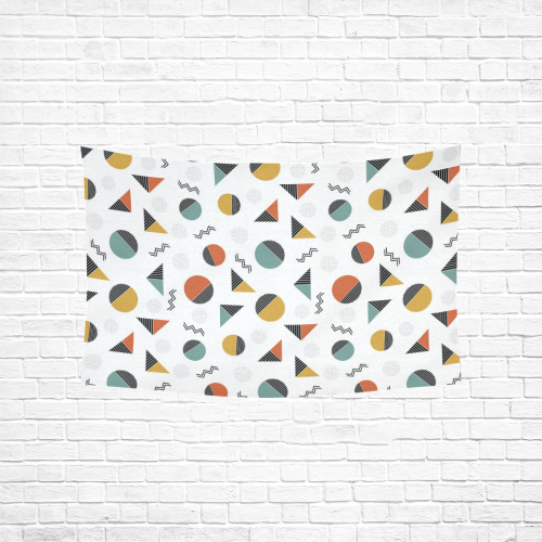 Geo Cutting Shapes Cotton Linen Wall Tapestry 60"x 40"