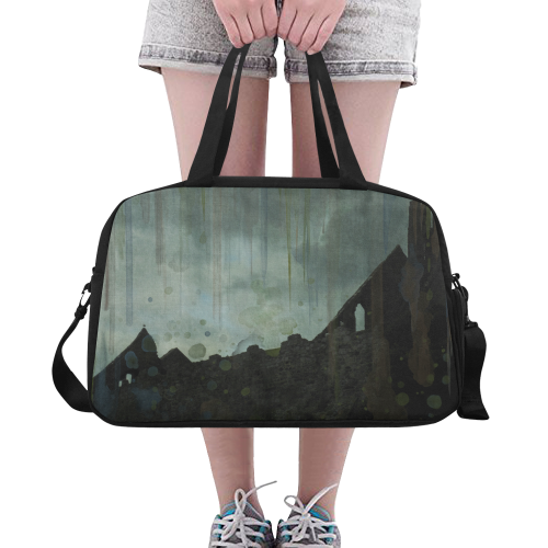 Celtic ruins, photo and watercolor, spooky horror Fitness Handbag (Model 1671)
