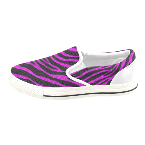 Ripped SpaceTime Stripes - Pink Women's Slip-on Canvas Shoes/Large Size (Model 019)