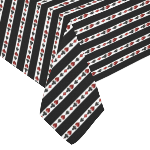Las Vegas Playing Card Symbols Stripes Cotton Linen Tablecloth 60"x 104"