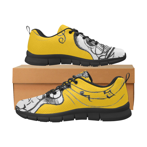 violao arte meu yellow Women's Breathable Running Shoes/Large (Model 055)