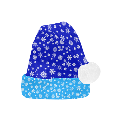 Christmas Snowflakes on Dark Blue Light Blue Santa Hat