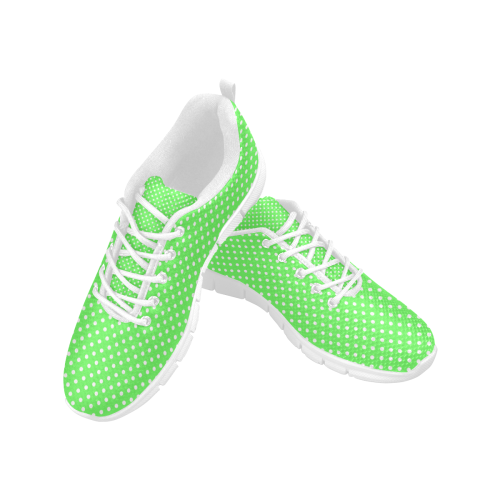 Eucalyptus green polka dots Women's Breathable Running Shoes (Model 055)