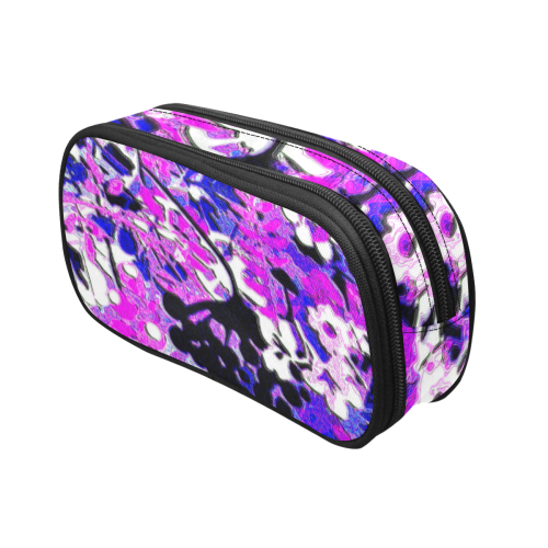 floral abstract in blue and pink Pencil Pouch/Large (Model 1680)