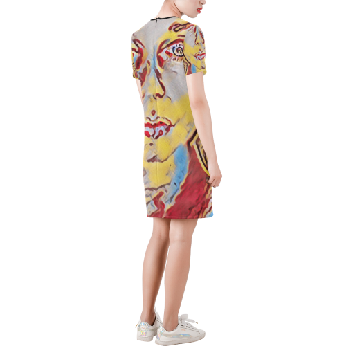 modern girl Short-Sleeve Round Neck A-Line Dress (Model D47)