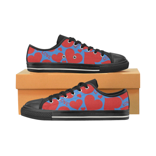 P.S i Love you still hearts blue Women's Classic Canvas Shoes (Model 018)