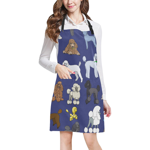 poodles navy All Over Print Apron