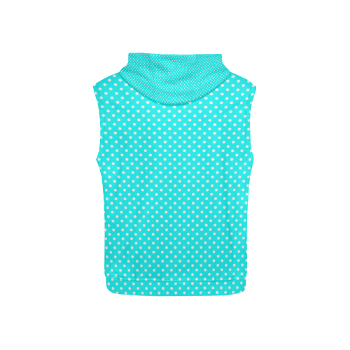 Baby blue polka dots All Over Print Sleeveless Hoodie for Kid (Model H15)