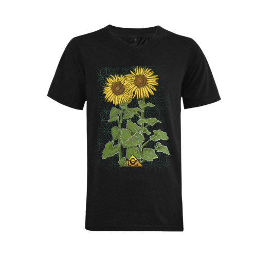 The Lowest of Low Sunflowers Men's V-Neck T-shirt  Big Size(USA Size) (Model T10)