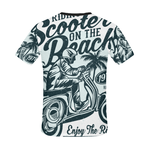 T-shirt Scooter on the beach All Over Print T-Shirt for Men/Large Size (USA Size) Model T40)