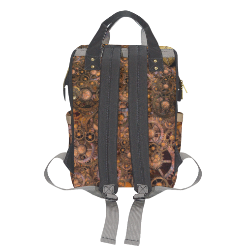 Steampunk Cogs Multi-Function Diaper Backpack/Diaper Bag (Model 1688)