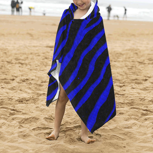 Ripped SpaceTime Stripes - Blue Kids' Hooded Bath Towels