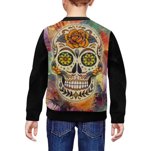 Sugar Skull Rose Splashes All Over Print Crewneck Sweatshirt for Kids (Model H29)