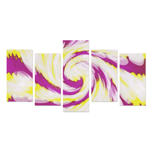 Pink Yellow Tie Dye Swirl Abstract Canvas Print Sets E (No Frame)