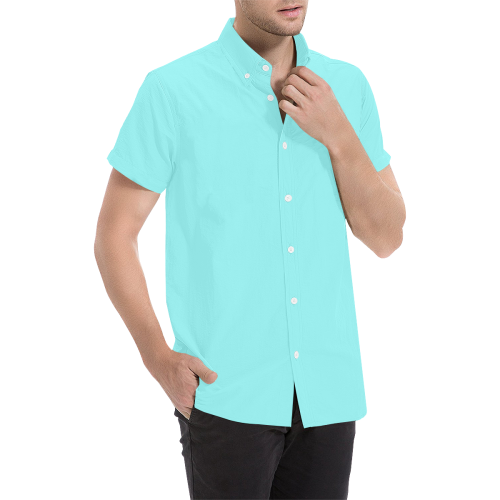 color ice blue Men's All Over Print Short Sleeve Shirt (Model T53)