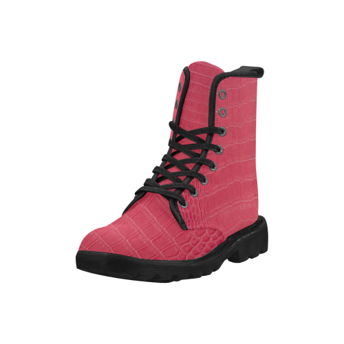 Red Snake Skin Martin Boots for Women (Black) (Model 1203H)