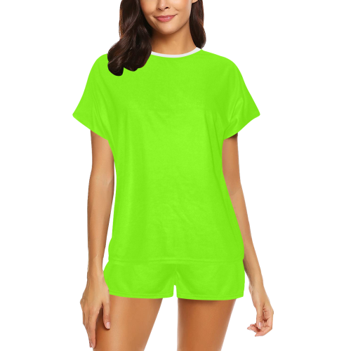 color chartreuse Women's Short Pajama Set