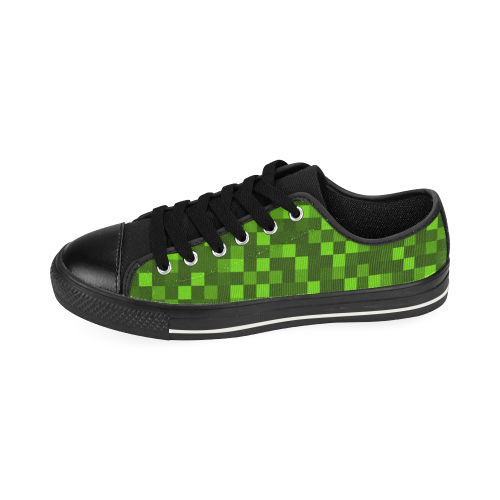 green pixel pixel blocks funky neon colors Men's Classic Canvas Shoes (Model 018)