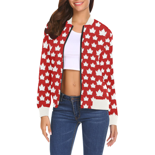 Cute Canada Bomber Jackets - Women's All Over Print Bomber Jacket for Women (Model H19)