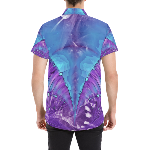 Abstract Fractal Painting - blue magenta pink Men's All Over Print Short Sleeve Shirt (Model T53)