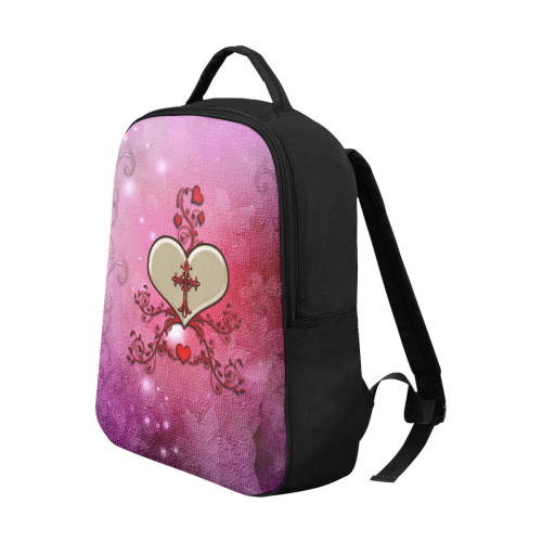 Wonderful heart with cross Popular Fabric Backpack (Model 1683)