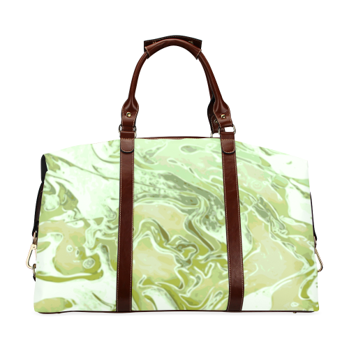 Pear - green beige gradient swirl pattern Classic Travel Bag (Model 1643) Remake