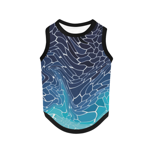 blue water wave mosaic pattern All Over Print Pet Tank Top