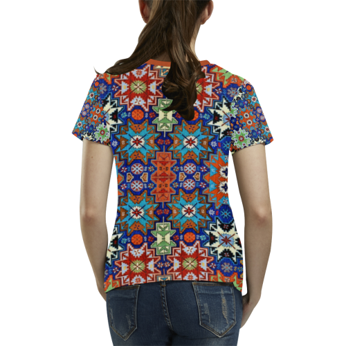 Armenian Colorful Folk Art All Over Print T-shirt for Women/Large Size (USA Size) (Model T40)
