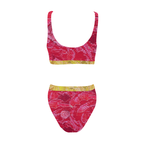Rose and roses and another rose Sport Top & High-Waisted Bikini Swimsuit (Model S07)
