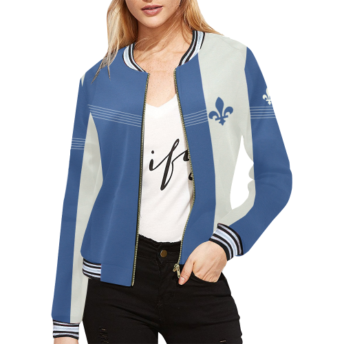 Quebec All Over Print Bomber Jacket for Women (Model H21)