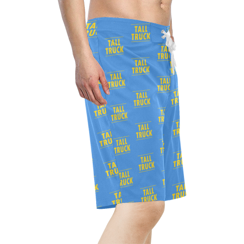 Tall Truck Men's Board Shorts (Blue w/Gold Logo) Men's All Over Print Board Shorts (Model L16)