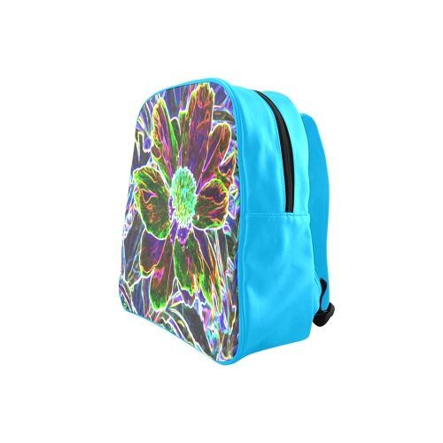 Abstract Garden Peony in Black and Blue School Backpack (Model 1601)(Small)