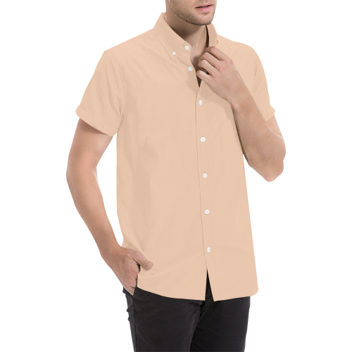 color apricot Men's All Over Print Short Sleeve Shirt (Model T53)