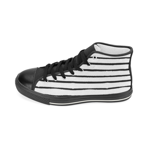 Stripes Grunge Pattern Black Men’s Classic High Top Canvas Shoes (Model 017)