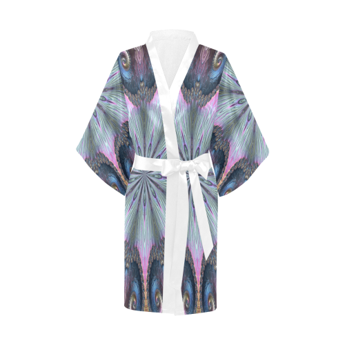 Pastel Abalone Shell Spiral Fractal Mandala 2 Kimono Robe