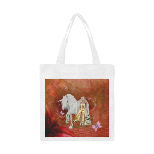 Unicorn with fairy and butterflies Canvas Tote Bag/Small (Model 1700)