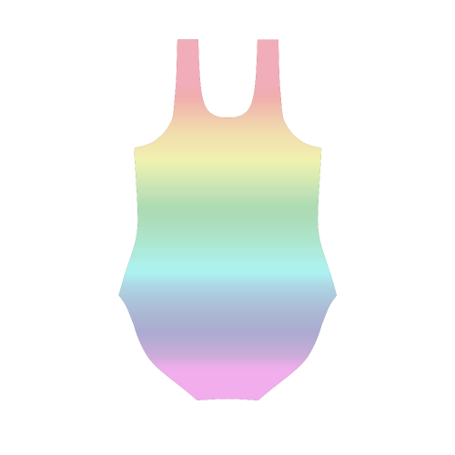 Pastel Rainbow Vest One Piece Swimsuit (Model S04)