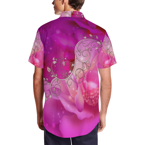 Wonderful floral design Men's Short Sleeve Shirt with Lapel Collar (Model T54)