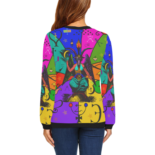 Awesome Baphomet Popart All Over Print Crewneck Sweatshirt for Women (Model H18)