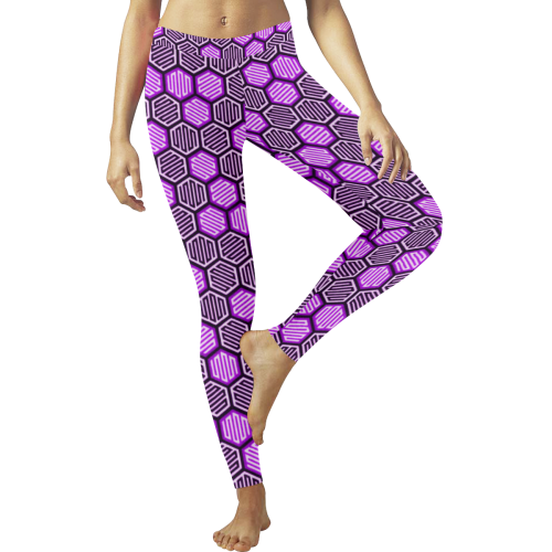 Japanese Chiyogami Pattern - Purple Women's Low Rise Leggings (Invisible Stitch) (Model L05)