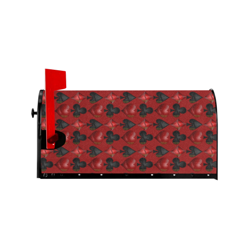 Las Vegas Black and Red Casino Poker Card Shapes on Red Mailbox Cover